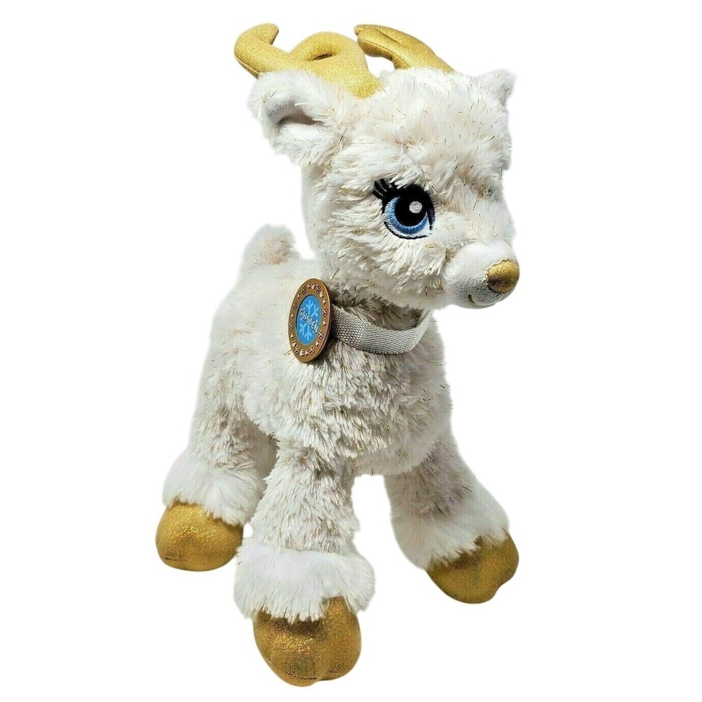 Build A Bear Glisten White Gold Sparkle Reindeer Plush Light Up Tested Christmas